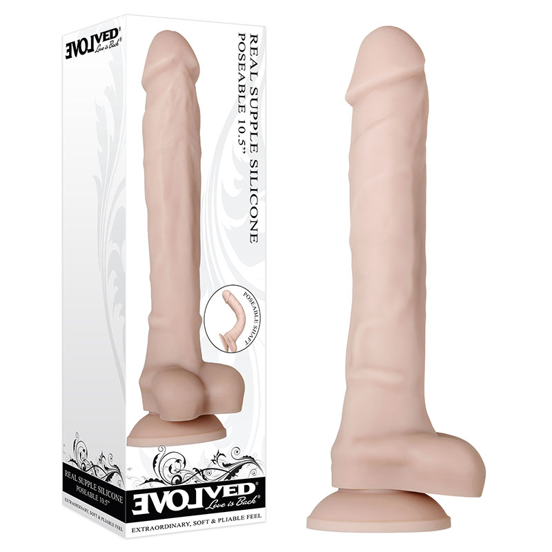 Evolved Real Supple Silicone Poseable 10.5" Dildo - Flesh